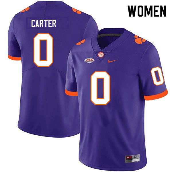 Women #0 Barrett Carter Clemson Tigers College Football Jerseys Sale-Purple - Click Image to Close